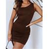image:imageGORGLITTER Womens One Shoulder Asymmetrical Neck Bodycon Mini Dress Elegant Classy Casual Going Out Party Club DressBrown