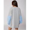 image:imageGORGLITTER Womens Oversized Sweatshirt Dress Striped 2 in 1 Long Sleeve Drop Shoulder Loose T Shirt Dresses Fall 2025Grey