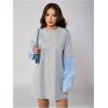 image:imageGORGLITTER Womens Oversized Sweatshirt Dress Striped 2 in 1 Long Sleeve Drop Shoulder Loose T Shirt Dresses Fall 2025Grey