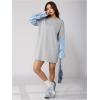 image:imageGORGLITTER Womens Oversized Sweatshirt Dress Striped 2 in 1 Long Sleeve Drop Shoulder Loose T Shirt Dresses Fall 2025Grey