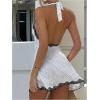 image:imageGORGLITTER Womens Polka Dots Deep V Halter Dress Y2K Lace Trim Open Back Party Going Out Mini DressesBlack and White