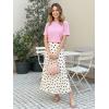 image:imageGORGLITTER Womens Polka Dots Maxi Skirt Vintage Elegant Pencil Flowy Long SkirtsWhite