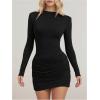 image:imageGORGLITTER Womens Ruched Bodycon Mini Dresses Formal Long Sleeve Crew Neck Birthday Party Cocktail Night Out DressBlack