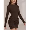 image:imageGORGLITTER Womens Ruched Bodycon Mini Dresses Formal Long Sleeve Crew Neck Birthday Party Cocktail Night Out DressBrown