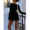 image:imageGORGLITTER Womens Ruffle Bodycon Mini Dress Boat Neck Long Sleeve Knit Pencil Short Going Out Party Club Night DressesBlack