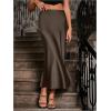 image:imageGORGLITTER Womens Satin Maxi Skirts Going Out Outfits High Waisted Flowy A Line Silk Brunch Elegant Festival Long SkirtCoffee Brown
