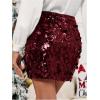 image:imageGORGLITTER Womens Sequin Skirt Sexy Sparkly Glitter High Waisted Stretchy Bodycon Night Out Party Club Mini SkirtsBurgundy