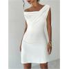 image:imageGORGLITTER Womens Sexy Off The Shoulder Bodycon Mini Dress Sleeveless Ruched Birthday Cocktail Party Pencil Short DressWhite
