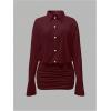 image:imageGORGLITTER Womens Sheer Button Down Shirt Dress Mesh Long Sleeve Ruched Bodycon Mini Dresses Sexy Summer Going Out OutfitsRose Red