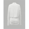 image:imageGORGLITTER Womens Sheer Button Down Shirt Dress Mesh Long Sleeve Ruched Bodycon Mini Dresses Sexy Summer Going Out OutfitsWhite