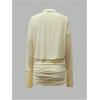image:imageGORGLITTER Womens Sheer Button Down Shirt Dress Mesh Long Sleeve Ruched Bodycon Mini Dresses Sexy Summer Going Out OutfitsYellow