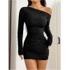 image:imageGORGLITTER Womens Sparkly Sequin Mini Dress Off Shoulder Long Sleeve Cocktail Birthday Party Formal Going Out DressesBlack