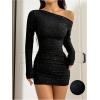 image:imageGORGLITTER Womens Sparkly Sequin Mini Dress Off Shoulder Long Sleeve Cocktail Birthday Party Formal Going Out DressesBlack