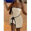 image:imageGORGLITTER Womens Strapless Bow Tie Front Bodycon Mini Dress Asymmetrical Summer Knit Sun Dresses Elegant Classy 2025Apricot