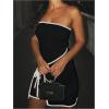 image:imageGORGLITTER Womens Strapless Bow Tie Front Bodycon Mini Dress Asymmetrical Summer Knit Sun Dresses Elegant Classy 2025Black