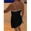 image:imageGORGLITTER Womens Strapless Bow Tie Front Bodycon Mini Dress Asymmetrical Summer Knit Sun Dresses Elegant Classy 2025Black