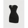 image:imageGORGLITTER Womens Strapless Ruched Tube Mini Dresses Elegant Classy Casual Party Cut Out Backlesss Bodycon Sun DressBlack