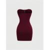 image:imageGORGLITTER Womens Strapless Ruched Tube Mini Dresses Elegant Classy Casual Party Cut Out Backlesss Bodycon Sun DressRedwood