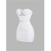 image:imageGORGLITTER Womens Strapless Ruched Tube Mini Dresses Elegant Classy Casual Party Cut Out Backlesss Bodycon Sun DressWhite