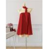 image:imageGORGLITTER Womens Strapless Ruffled Babydoll Mini Dress Wedding Sleeveless A Line Mesh Pleated Tube Dresses with ScarfRed