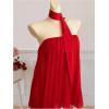 image:imageGORGLITTER Womens Strapless Ruffled Babydoll Mini Dress Wedding Sleeveless A Line Mesh Pleated Tube Dresses with ScarfRed