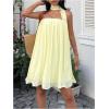 image:imageGORGLITTER Womens Strapless Ruffled Babydoll Mini Dress Wedding Sleeveless A Line Mesh Pleated Tube Dresses with ScarfYellow