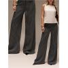 image:imageGORGLITTER Womens Striped Baggy Dress Pants Low Waist Wide Leg Business Casual Work Trendy Trousers 2025Grey