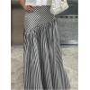 image:imageGORGLITTER Womens Striped Maxi Skirt Frill Trim Ruffle Flowy A Line Trendy Boho Long SkirtsBlack and White