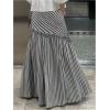 image:imageGORGLITTER Womens Striped Maxi Skirt Frill Trim Ruffle Flowy A Line Trendy Boho Long SkirtsBlack and White
