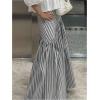 image:imageGORGLITTER Womens Striped Maxi Skirt Frill Trim Ruffle Flowy A Line Trendy Boho Long SkirtsBlack and White