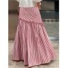 image:imageGORGLITTER Womens Striped Maxi Skirt Frill Trim Ruffle Flowy A Line Trendy Boho Long SkirtsRed