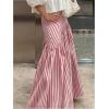 image:imageGORGLITTER Womens Striped Maxi Skirt Frill Trim Ruffle Flowy A Line Trendy Boho Long SkirtsRed