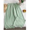 image:imageGORGLITTER Womens Striped Pants Elastic Waist Lightweight Palazzo Pants Wide Leg Beach Vacation TrousersGreen