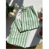 image:imageGORGLITTER Womens Striped Pants Elastic Waist Lightweight Palazzo Pants Wide Leg Beach Vacation TrousersGreen