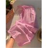image:imageGORGLITTER Womens Striped Pants Elastic Waist Lightweight Palazzo Pants Wide Leg Beach Vacation TrousersPink