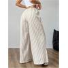 image:imageGORGLITTER Womens Striped Wide Leg Casual Pants Oversized Drawstring Waist Baggy TrousersBeige