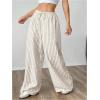 image:imageGORGLITTER Womens Striped Wide Leg Casual Pants Oversized Drawstring Waist Baggy TrousersBeige