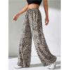 image:imageGORGLITTER Womens Striped Wide Leg Casual Pants Oversized Drawstring Waist Baggy TrousersBrown