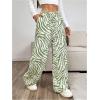 image:imageGORGLITTER Womens Striped Wide Leg Casual Pants Oversized Drawstring Waist Baggy TrousersLime Green