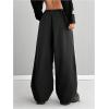 image:imageGORGLITTER Womens Wide Leg Baggy Sweatpants 2025 Gym Color Block Track Pants Drawstring Waist PantsBlack