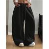 image:imageGORGLITTER Womens Y2K Barrel Sweatpants Wide Leg Sweat Pants Baggy Elastic Waist Oversized Drawstring TrousersBlack