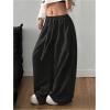 image:imageGORGLITTER Womens Y2K Barrel Sweatpants Wide Leg Sweat Pants Baggy Elastic Waist Oversized Drawstring TrousersBlack