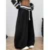 image:imageGORGLITTER Womens Y2K Barrel Sweatpants Wide Leg Sweat Pants Baggy Elastic Waist Oversized Drawstring TrousersBlack and White