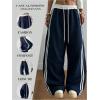 image:imageGORGLITTER Womens Y2K Barrel Sweatpants Wide Leg Sweat Pants Baggy Elastic Waist Oversized Drawstring TrousersBlue