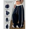 image:imageGORGLITTER Womens Y2K Barrel Sweatpants Wide Leg Sweat Pants Baggy Elastic Waist Oversized Drawstring TrousersBlue