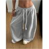 image:imageGORGLITTER Womens Y2K Barrel Sweatpants Wide Leg Sweat Pants Baggy Elastic Waist Oversized Drawstring TrousersGrey