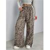 image:imageGORGLITTER Womens Y2k Leopard Print Pants Casual Cheetah Print Striped Wide Leg Baggy Track Pants Bottoms TrousersBrown