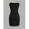 image:imageWomens Split Hem Tube Bodycon Dress Strapless Sleeveless Party Mini DressesBlack