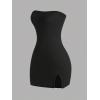 image:imageWomens Split Hem Tube Bodycon Dress Strapless Sleeveless Party Mini DressesBlack