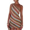 image:imageGORGLITTER Womens Asymmetrical One Shoulder Dress Summer Striped Sleeveless Birthday Night Bodycon Mini SundressesBlue